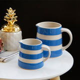 Max 1 Pc White Blue Stripe Ceramic Cup Mug with Handle for Milk Coffee Tea etc S
