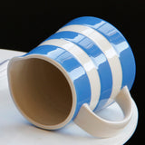 Max 1 Pc White Blue Stripe Ceramic Cup Mug with Handle for Milk Coffee Tea etc S
