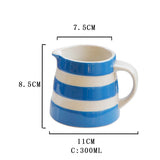Max 1 Pc White Blue Stripe Ceramic Cup Mug with Handle for Milk Coffee Tea etc S