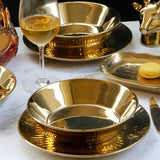 Max 1 Pc Exquisite Stylish Gold-plated Ceramic Tableware Dish Plate 17.5x4.5cm