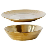 Max 1 Pc Exquisite Stylish Gold-plated Ceramic Tableware Dish Plate 17.5x4.5cm