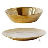 Max 1 Pc Exquisite Stylish Gold-plated Ceramic Tableware Dish Plate 17.5x4.5cm