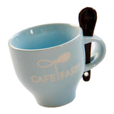 Max 1Pc Mini Ceramic Mug Cute Letters Pattern Solid Color Coffee Cup 120ML Blue