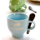 Max 1Pc Mini Ceramic Mug Cute Letters Pattern Solid Color Coffee Cup 120ML Blue