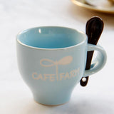 Max 1Pc Mini Ceramic Mug Cute Letters Pattern Solid Color Coffee Cup 120ML Blue