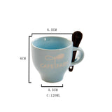 Max 1Pc Mini Ceramic Mug Cute Letters Pattern Solid Color Coffee Cup 120ML Blue