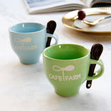 Max 1Pc Mini Ceramic Mug Cute Letters Pattern Solid Color Coffee Cup 120ML Blue