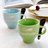 Max 1Pc Mini Ceramic Mug Cute Letters Pattern Solid Color Coffee Cup 120ML Blue