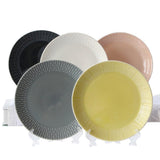 Maxbell 1Pc Round Embossment Pattern Ceramic Tableware Household Dish Plate Pink - Aladdin Shoppers