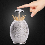 Max Creative Automatic Toothpick Dispenser Holder Container Silver Embossment