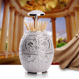 Max Creative Automatic Toothpick Dispenser Holder Container Silver Embossment