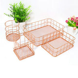 Maxbell Wire Storage Basket Bin Organizer Holder for Kithen Bathroom Rose Gold L - Aladdin Shoppers