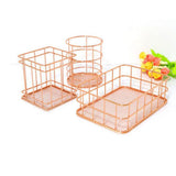 Maxbell Wire Storage Basket Bin Organizer Holder for Kithen Bathroom Rose Gold Round - Aladdin Shoppers