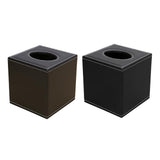 Square Countertop Tissue Box Holder Paper Napkin Box Cover PU Leather Black