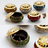 Maxbell Ceramic&Alloy Cover Incense Burner Censer Cone Incense Burner Holder Yellow - Aladdin Shoppers