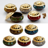 Maxbell Ceramic&Alloy Cover Incense Burner Censer Cone Incense Burner Holder Yellow - Aladdin Shoppers