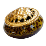 Maxbell Ceramic&Alloy Cover Incense Burner Censer Cone Incense Burner Holder Yellow - Aladdin Shoppers
