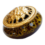Maxbell Ceramic&Alloy Cover Incense Burner Censer Cone Incense Burner Holder Yellow - Aladdin Shoppers