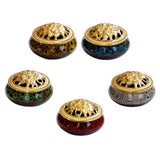 Maxbell Ceramic&Alloy Cover Incense Burner Censer Cone Incense Burner Holder Yellow - Aladdin Shoppers