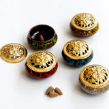 Maxbell Ceramic&Alloy Cover Incense Burner Censer Cone Incense Burner Holder Yellow - Aladdin Shoppers