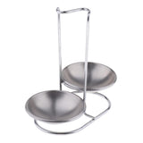 Maxbell  Home Kitchen Spoon Rest Holder Stainless Steel Rack Double Round Bowls