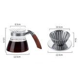 Maxbell Pour Over Coffee Maker Brewer Pot Carafe and Aluminum Filter Set 4 Cups 17oz