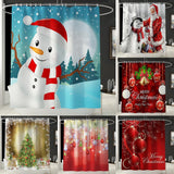 Maxbell Christmas Shower Curtain with Hooks Waterproof Bathroom Decor Bell - Aladdin Shoppers