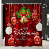 Maxbell Christmas Shower Curtain with Hooks Waterproof Bathroom Decor Bell - Aladdin Shoppers