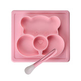 Maxbell Silicone Divided Kids Plate ,Dinner Snack Food Separated Container Pink