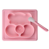 Maxbell Silicone Divided Kids Plate ,Dinner Snack Food Separated Container Pink