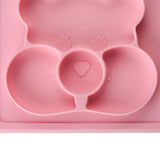 Maxbell Silicone Divided Kids Plate ,Dinner Snack Food Separated Container Pink