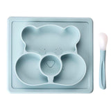 Maxbell Silicone Divided Kids Plate ,Dinner Snack Food Separated Container Blue