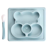 Maxbell Silicone Divided Kids Plate ,Dinner Snack Food Separated Container Blue