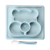 Maxbell Silicone Divided Kids Plate ,Dinner Snack Food Separated Container Blue