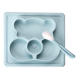Maxbell Silicone Divided Kids Plate ,Dinner Snack Food Separated Container Blue