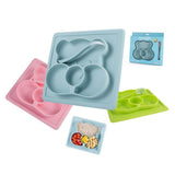 Maxbell Silicone Divided Kids Plate ,Dinner Snack Food Separated Container Blue