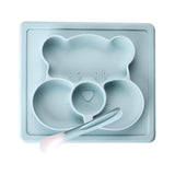 Maxbell Silicone Divided Kids Plate ,Dinner Snack Food Separated Container Blue