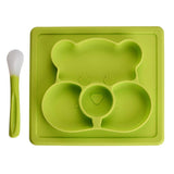 Maxbell Silicone Divided Kids Plate ,Dinner Snack Food Separated Container Green