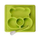 Maxbell Silicone Divided Kids Plate ,Dinner Snack Food Separated Container Green