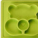 Maxbell Silicone Divided Kids Plate ,Dinner Snack Food Separated Container Green