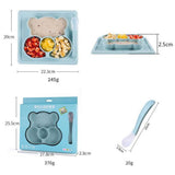 Maxbell Silicone Divided Kids Plate ,Dinner Snack Food Separated Container Green