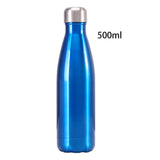 Maxbell 500ML Double-Walled Insulated Bottle Stainless Sports Travel Drinking Water Light Transparent Blue