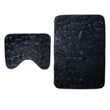 2 Pcs Xmas Bathmat Toilet Set Mat & Lid Cover Bathroom Set Black