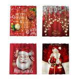 Christmas Decor Shower Curtain w/ Hooks for Bathroom Xmas Home Decoration A