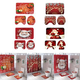 Max 3 Pcs Bathmat Toilet Pedestal Mat & Lid Cover Bathroom Set Christmas Decor A