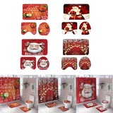 Max 3 Pcs Bathmat Toilet Pedestal Mat & Lid Cover Bathroom Set Christmas Decor A