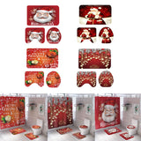 Max 3 Pcs Bathmat Toilet Pedestal Mat & Lid Cover Bathroom Set Christmas Decor A