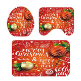 Max 3 Pcs Bathmat Toilet Pedestal Mat & Lid Cover Bathroom Set Christmas Decor A