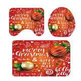 Max 3 Pcs Bathmat Toilet Pedestal Mat & Lid Cover Bathroom Set Christmas Decor A