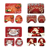 Max 3 Pcs Bathmat Toilet Pedestal Mat & Lid Cover Bathroom Set Christmas Decor A